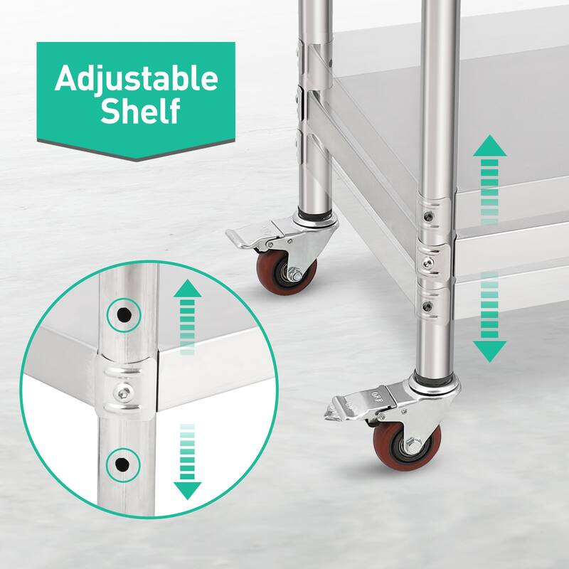 60" x 24" Stainless Steel Work Table with Under Shelf