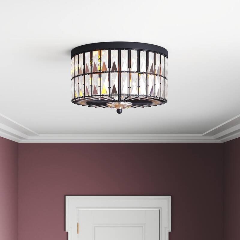 C Cattleya 2-Light Incandescent Crystal Flush Mount Ceiling Light Fixture