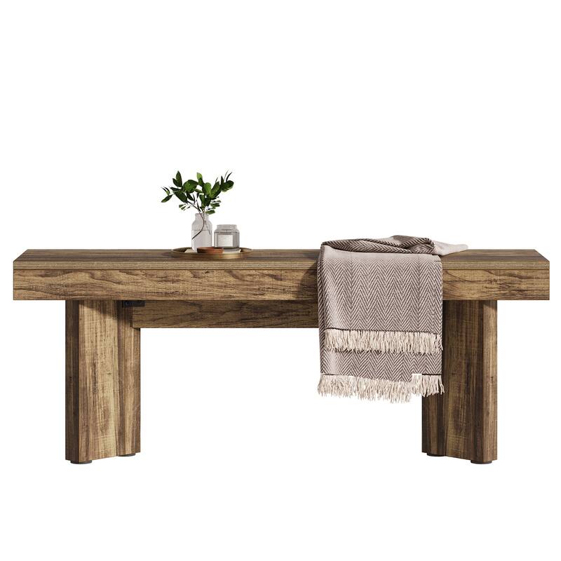 Wood Entryway Bench, Long Indoor End of Bed Bench, Bedroom Hallway Foyer Accent Seat Bench