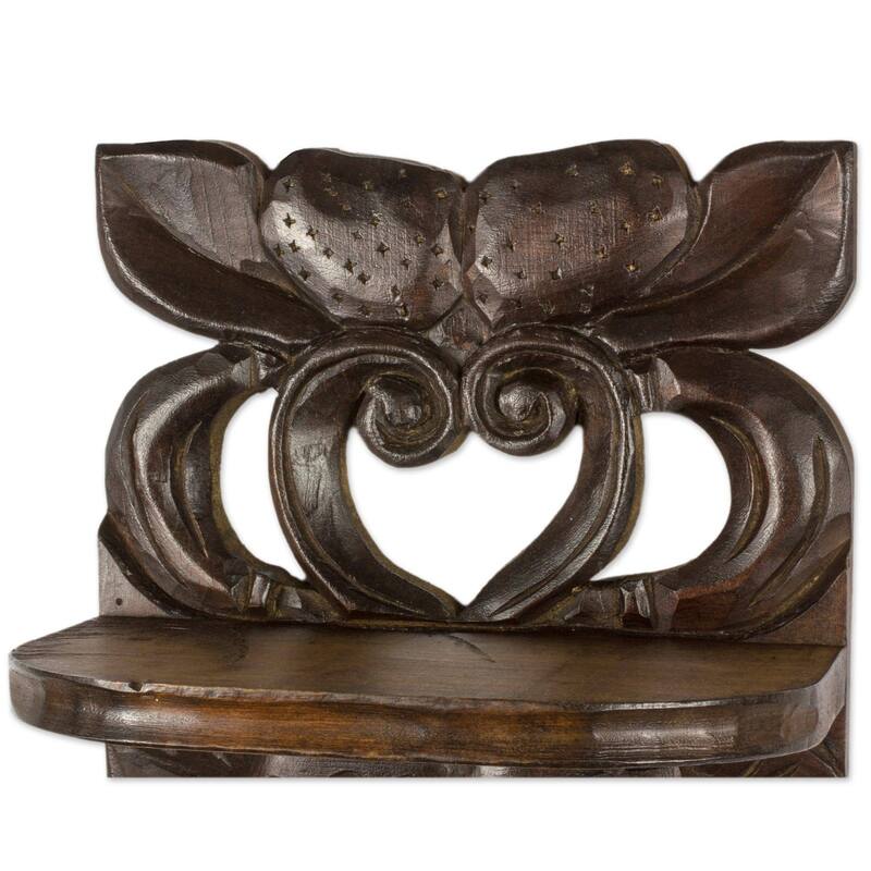 Handmade Strawberries and Peaches Wood wall shelf (Guatemala ) - 15.75" H x 11.5" W x 6.75" D