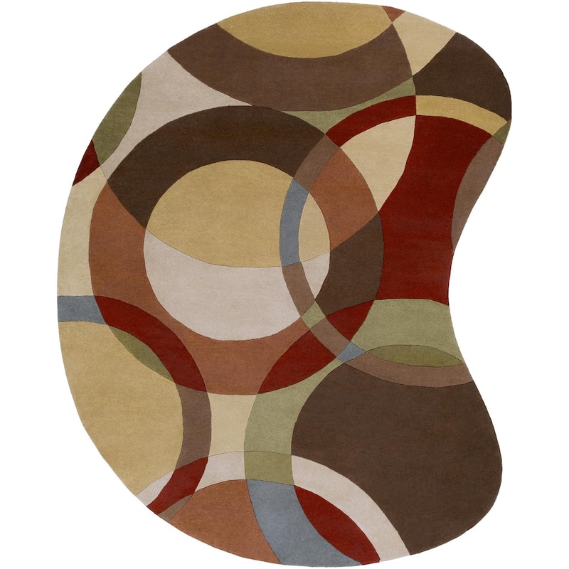 Livabliss Forum Mid-Century Geometric Hand Tufted Area Rug - Brunette/Amber - 8' x 10' Kidney