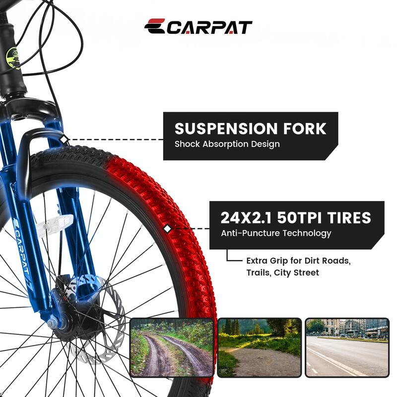 24 Inch Shimano 21 Speed Mountain Bicycle with Daul Disc Brakes