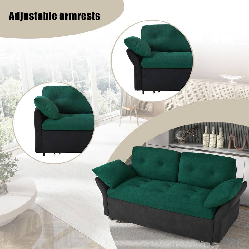Queen Convertible Pull Out Sofa Bed, Sleeper Sofa Couch with Thicked Cushions, Loveseat Sofa with Side Storage