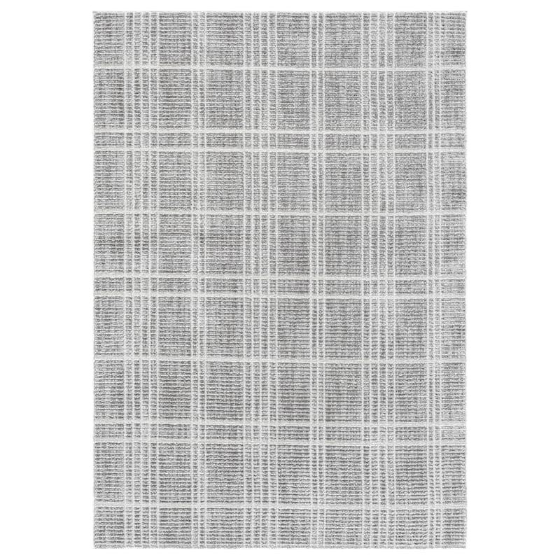 Nomad Collection Plaid Patterned Area Rug - Light Gray/White - 2' x 3'