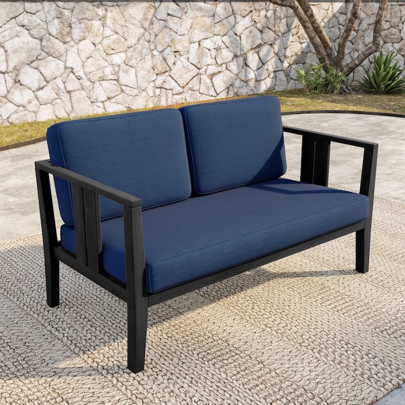 Outdoor Patio Wood Loveseat with Cushion