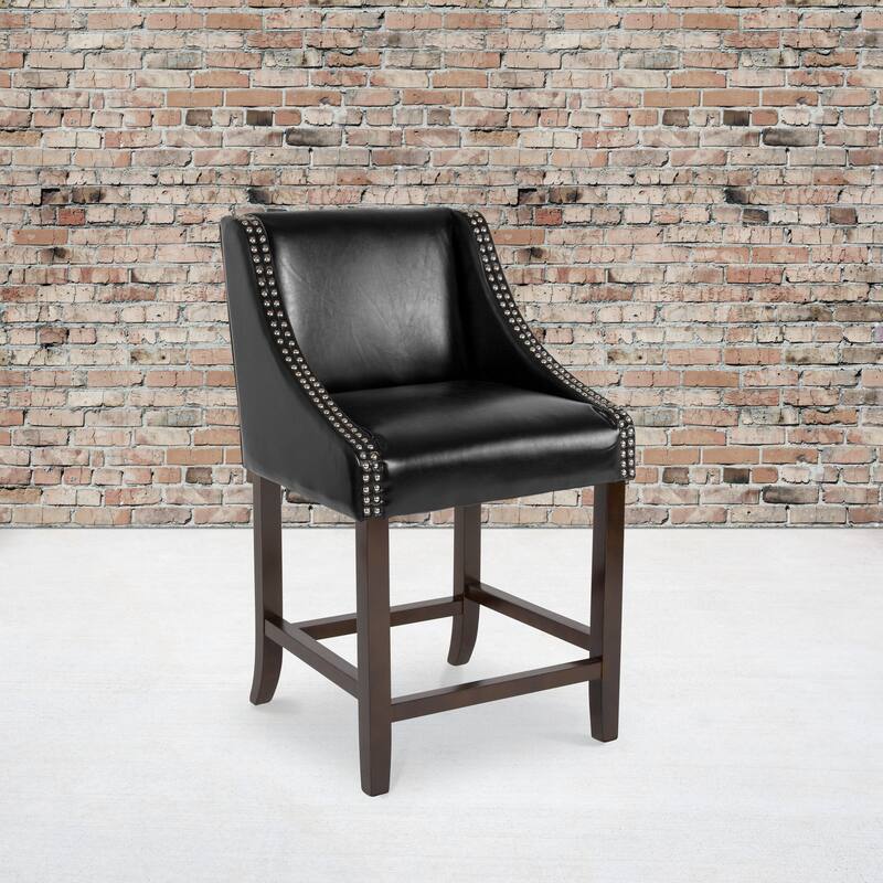 Transitional Walnut Counter Height Stool - 20"W x 22"D x 36"H