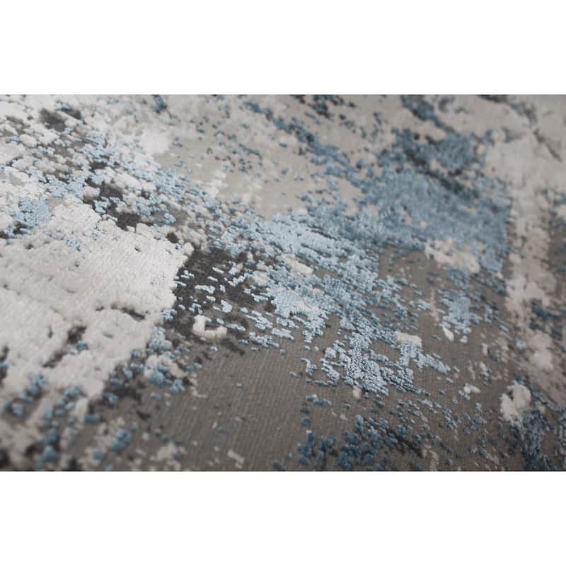 Bashian Gracee Ivory/Blue Contemporary Area Rug