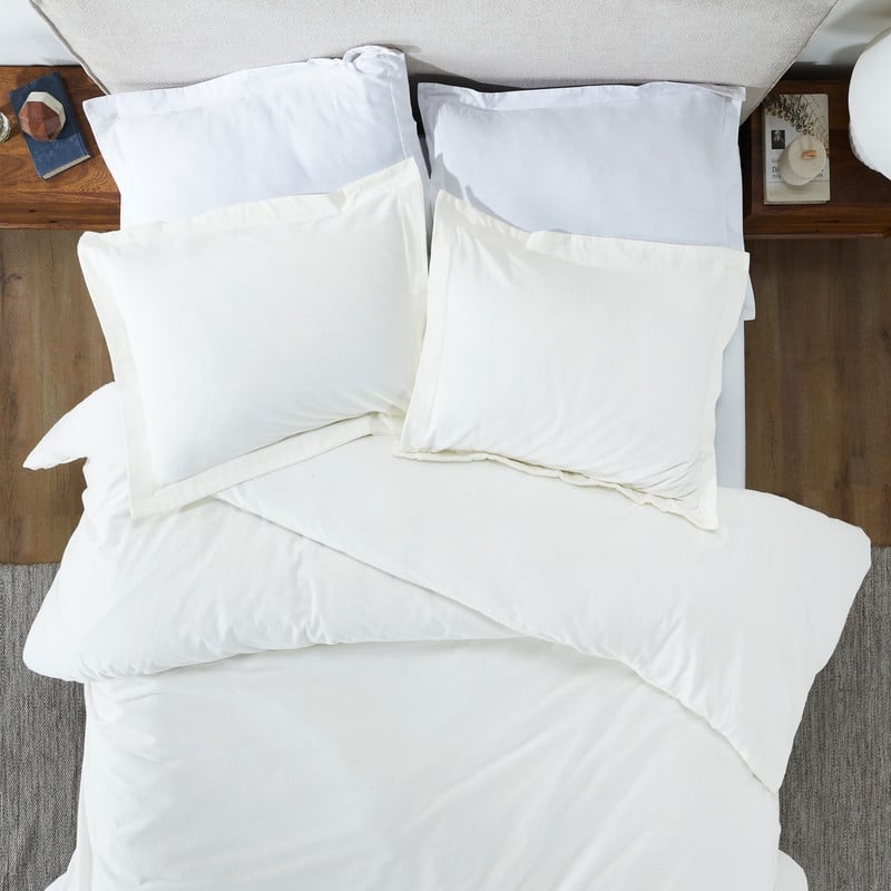 Superior Classic Solid Flannel Cotton Duvet Cover Set