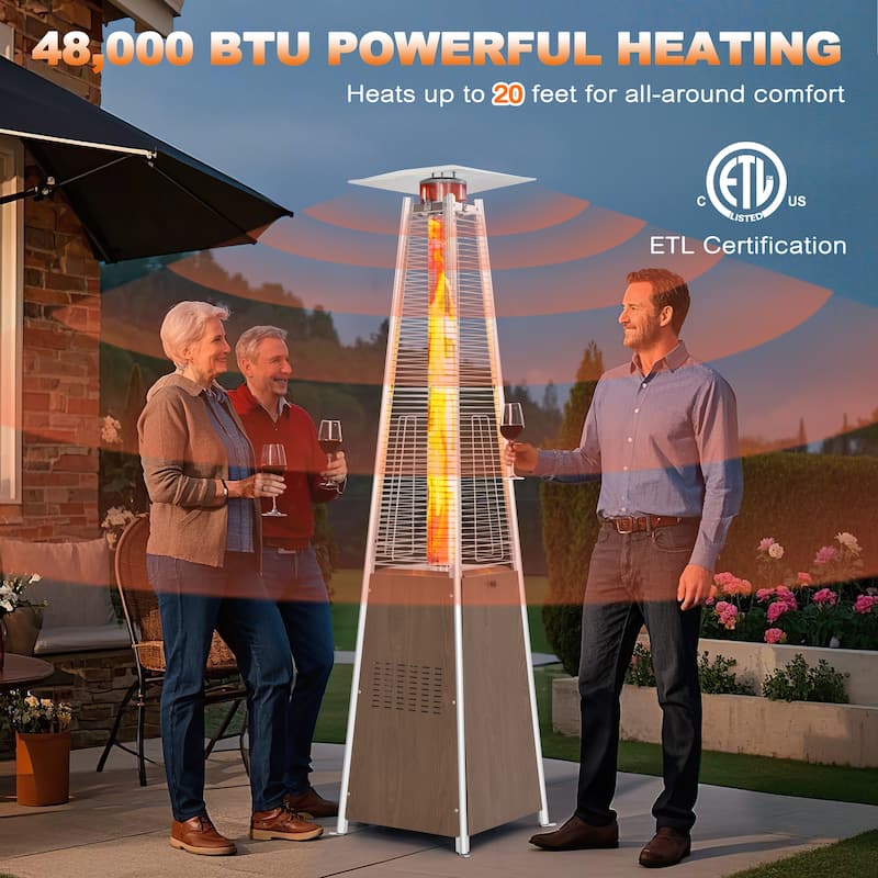 Outdoor 48,000 BTU Pyramid Propane Gas Patio Heater with Wheels