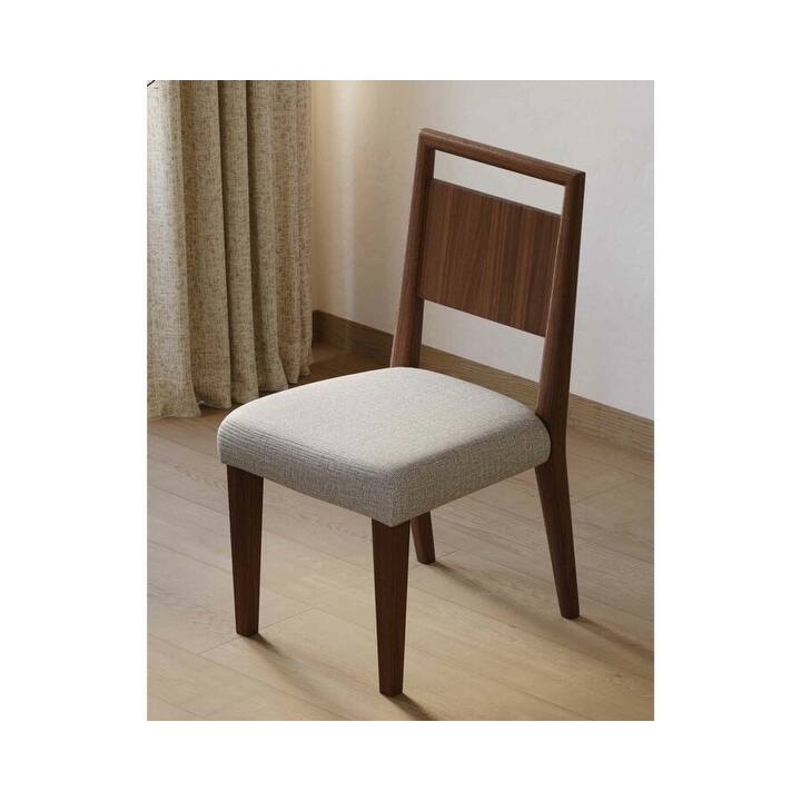 Two Wood Mid-Century Modern Kitchen Table Chairs, Brown - 20"w x 36"h x 22.5"d - Brown