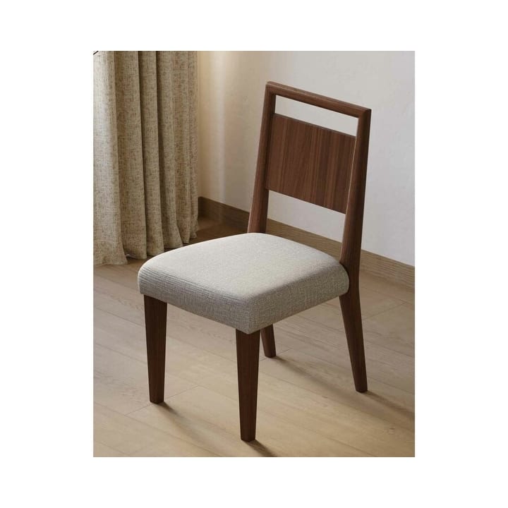 Two Wood Mid-Century Modern Kitchen Table Chairs, Brown