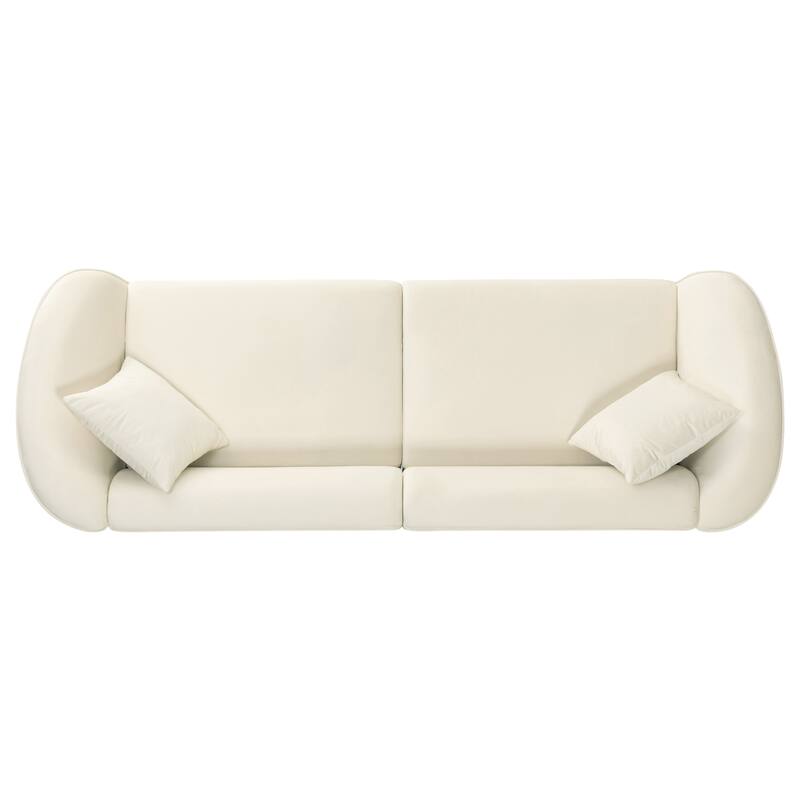 87.25" Velvet 3-Seater Sofa, Ergonomic Support and Solid Frame