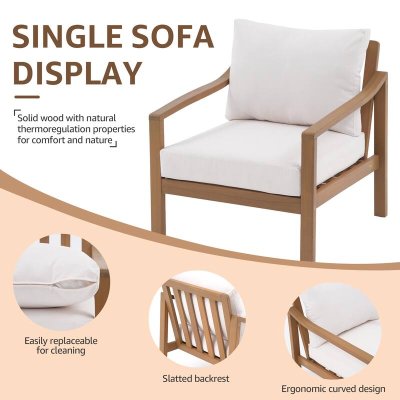 Outdoor 4 Piece Wooden Chair Set With Table