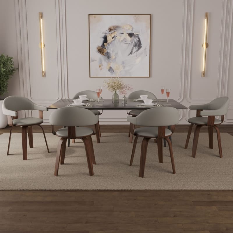 Brivo Modern Leather Swivel Accent Dining Chair in Solid Wood Frame with Open Curved Back Design for Home Living or Dining Room