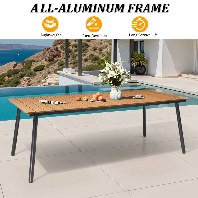 Pellebant Outdoor Rectangle Aluminum Dining Table with Umbrella Hole