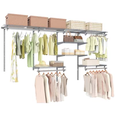 Gymax Wire Closet Organizer System Wall-mounted Adjustable Storage