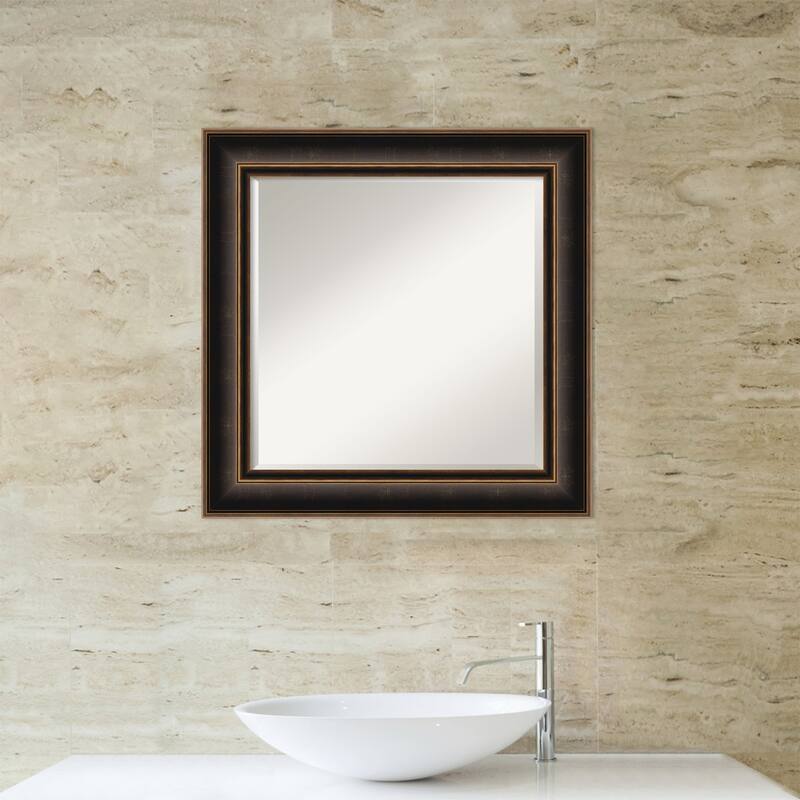 Villa Oil Rubbed Bronze Beveled Wood Framed Bathroom Vanity Wall Mirror - Villa Oil Rubbed Bronze
