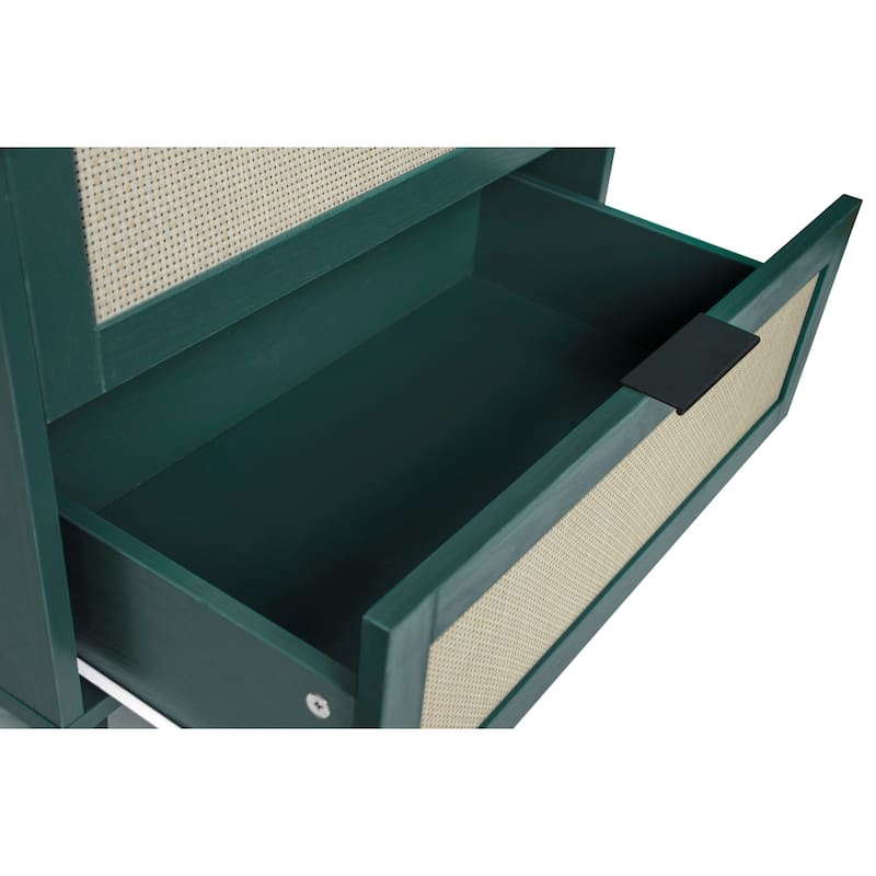 Modern Natural Rattan Shoe Rack Storage Cabinet for Entryway