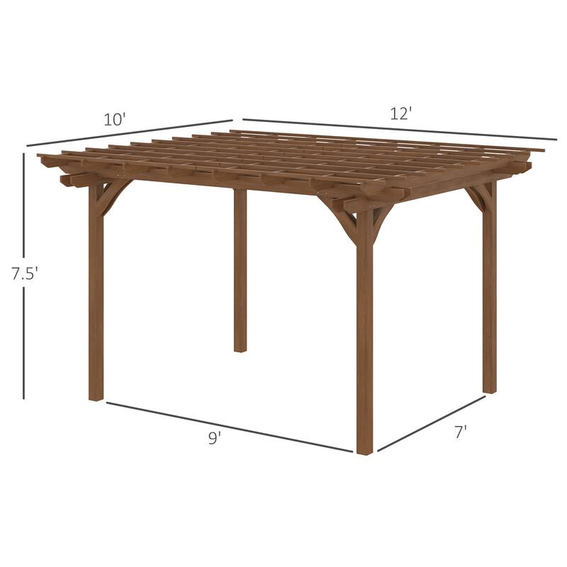 Outsunny 12' x 10' Outdoor Pergola, Wood Gazebo Grape Trellis with Stable Structure for Garden, Patio, Backyard, Deck
