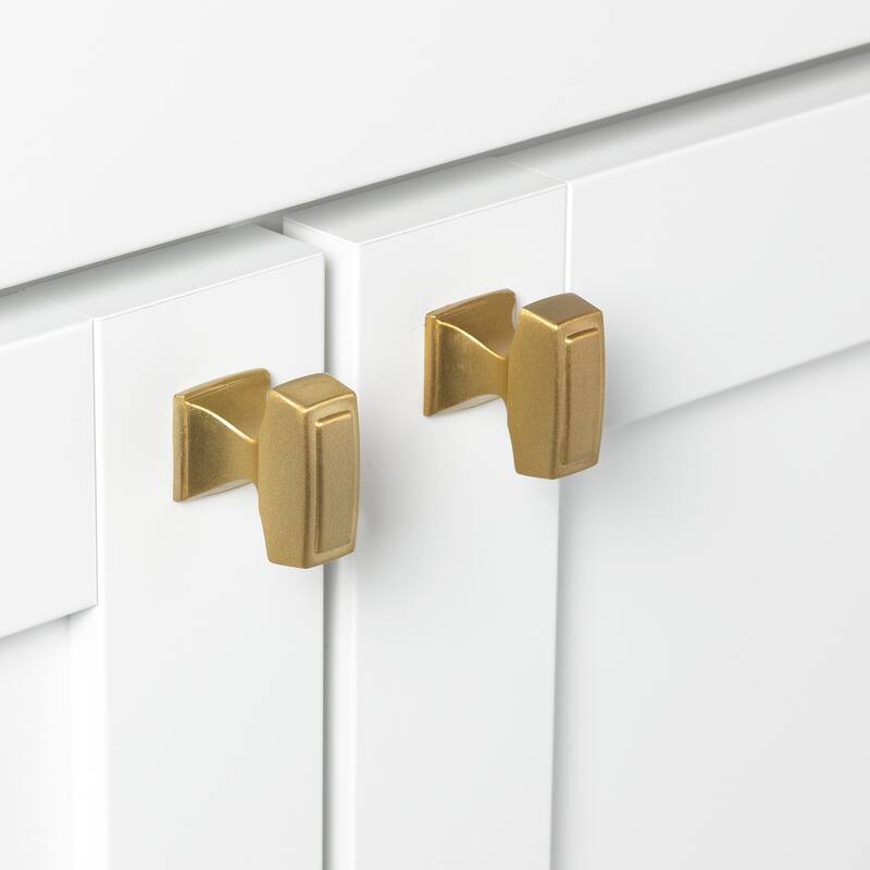 GlideRite 5-Pk 1-1/8 x 1/2 in. Satin Gold Transitional Rectangle Cabinet Knobs - Satin Gold