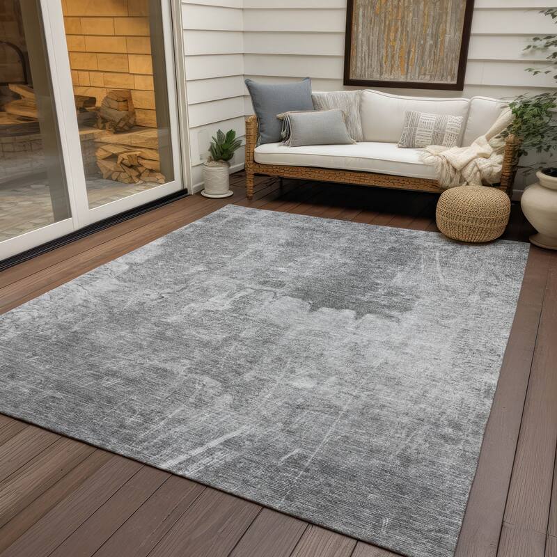 Machine Washable Indoor/ Outdoor Abstract Modern Chantille Rug