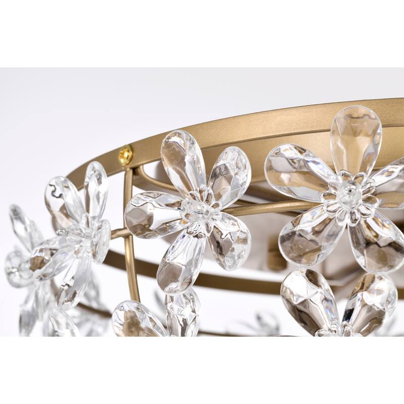 Wiktor 14 Inch Flower Crystal Glam Flush Mount 3-Light