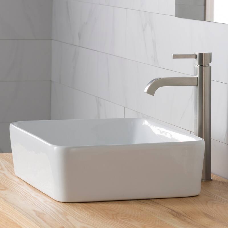 Kraus Bathroom Combo - 18-3/4" Ceramic Vessel Bathroom Sink With