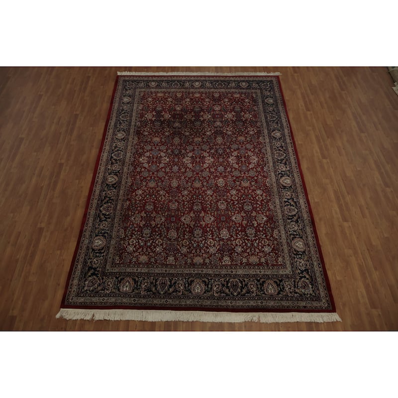 Hand Knotted Oriental 100% Wool Carpet Traditional Floral Red Sarouk Area Rug - 13' 1'' X 8' 10''