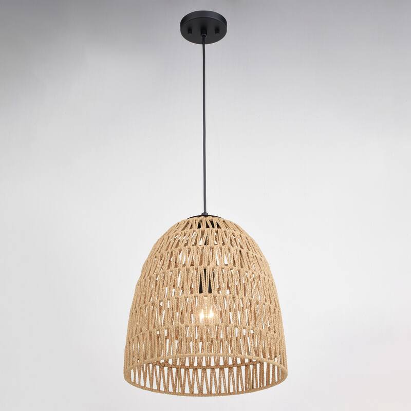 Vaxcel Lighting P0404 Nassau 14" Wide Pendant with Woven Rope Shade