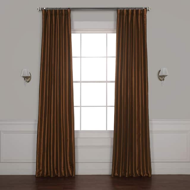 Ex. Fabrics Blackout Textured Faux Dupioni Silk Curtain (1 Panel) - 50 X 96 - Copper Kettle