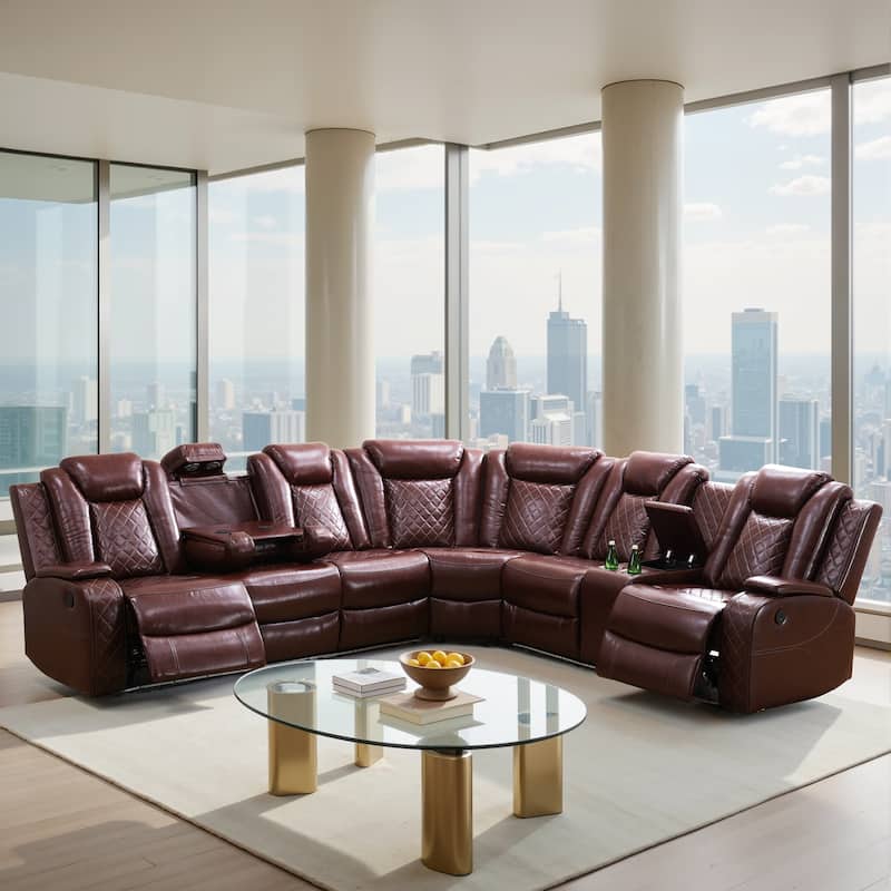 Off-White 3-Piece Breathing Leather Living Room Recliner Sofa set