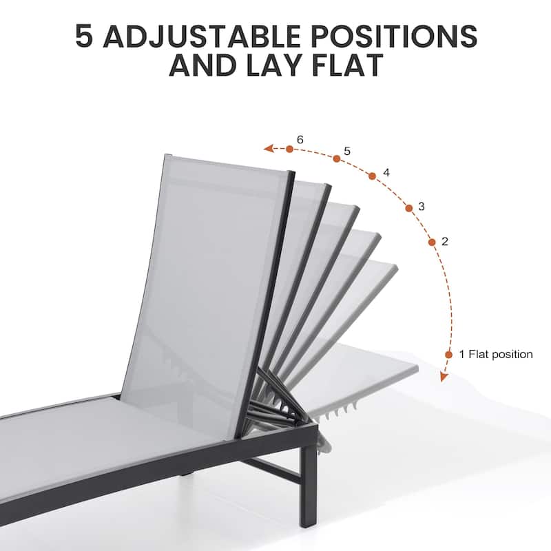Outdoor Pool Lounger All-weather Adjustable Chaise Lounge Chair