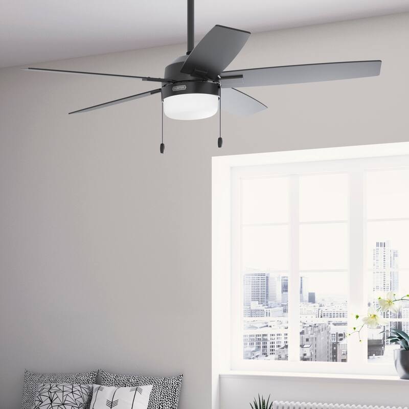 Hunter Anisten Ceiling Fan with LED Light Kit and Pull Chain - Casual Modern Contemporary - ENERGY STAR - 52" - Matte Black