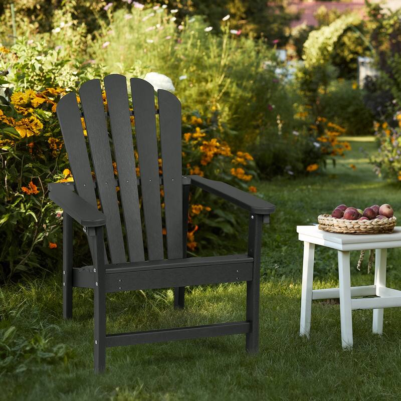 Vrakae Patio HDPE All-Weather Stacking Adirondack Chair - Black