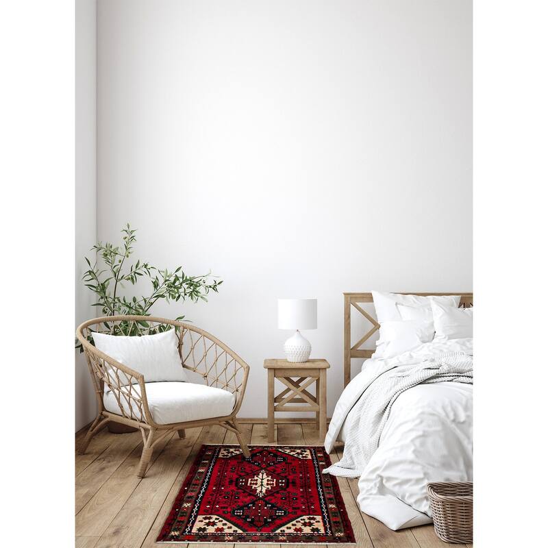 ECARPETGALLERY Hand-knotted Andelz Red Wool Rug - 3'3 x 4'10