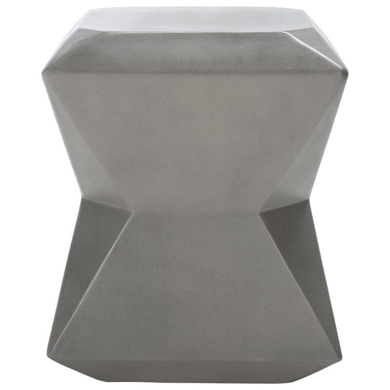 SAFAVIEH Outdoor Swaantje Concrete Accent Stool - 14.96" W x 14.96" L x 18.11" H - 15Wx15Dx18H - Dark Grey