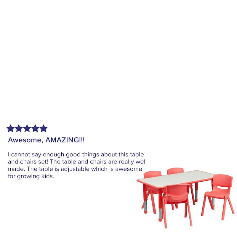23.625"W x 47.25"L Rectangle Plastic Activity Table Set with 4 Chairs