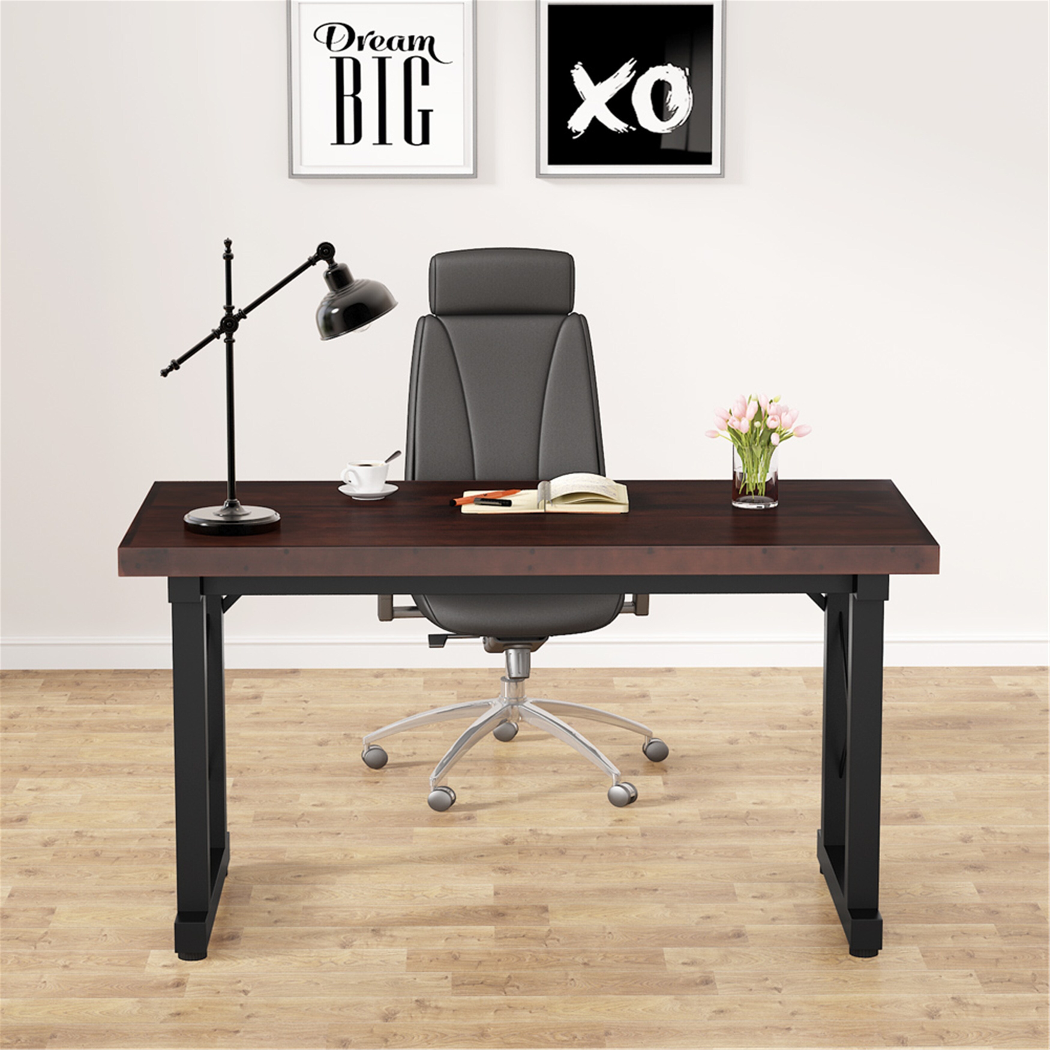 55 Solid Wood Computer Desk Modern Study Desk Dark Walnut Overstock 31864550