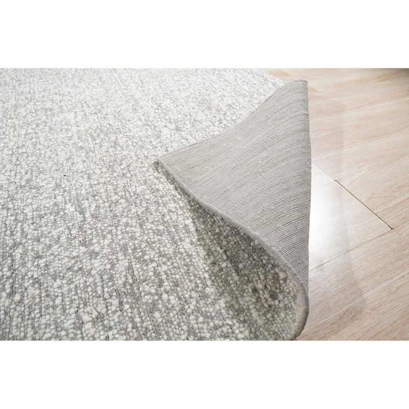 Hand-Knotted Wool Plush Flatweave Loom Rug | Elegant Silver Area Rug for Living Room, Bedroom, Office, & Home Décor