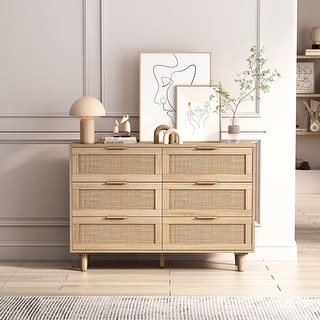 6-Drawers Rattan Storage Cabinet Rattan Drawer Dressers - Bed Bath ...
