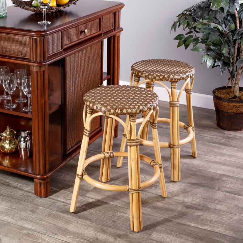 Tobias 24" Rattan Round Counter Stool