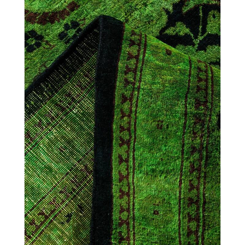 Overton Hand Knotted Wool Vintage Inspired Modern Contemporary Overdyed Green Area Rug - 8' 4" x 10' 0"