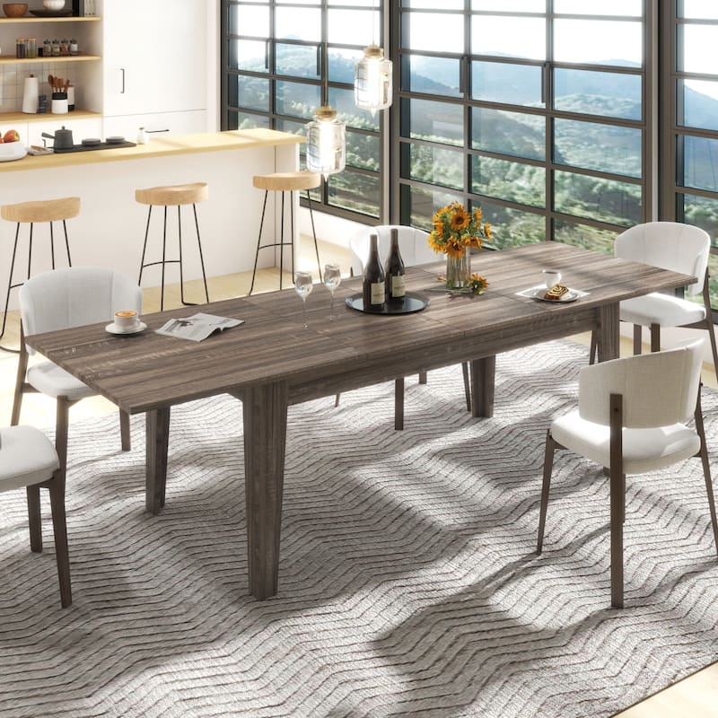 GDFStudio - Nunda Modern Large Extendable Dining Table with Woodgrain Finish