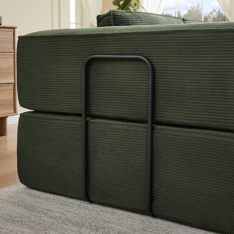 Foldable Floor Sofa Modular Play Couch, Toddler Couch for Playroom, Toddler Corduroy Sofa with Convertible Foam Cushion