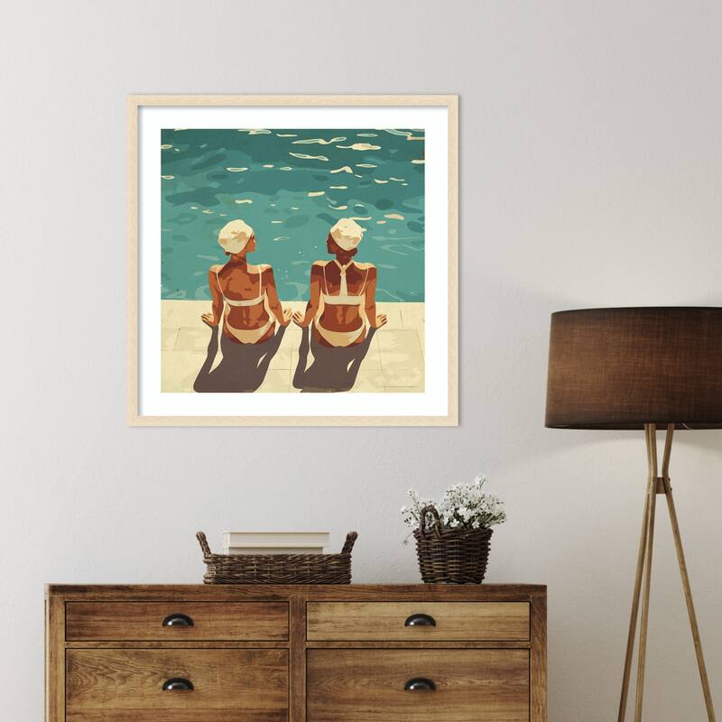 Peaceful and Poolside by Layla Oz Wood Framed Wall Art Print