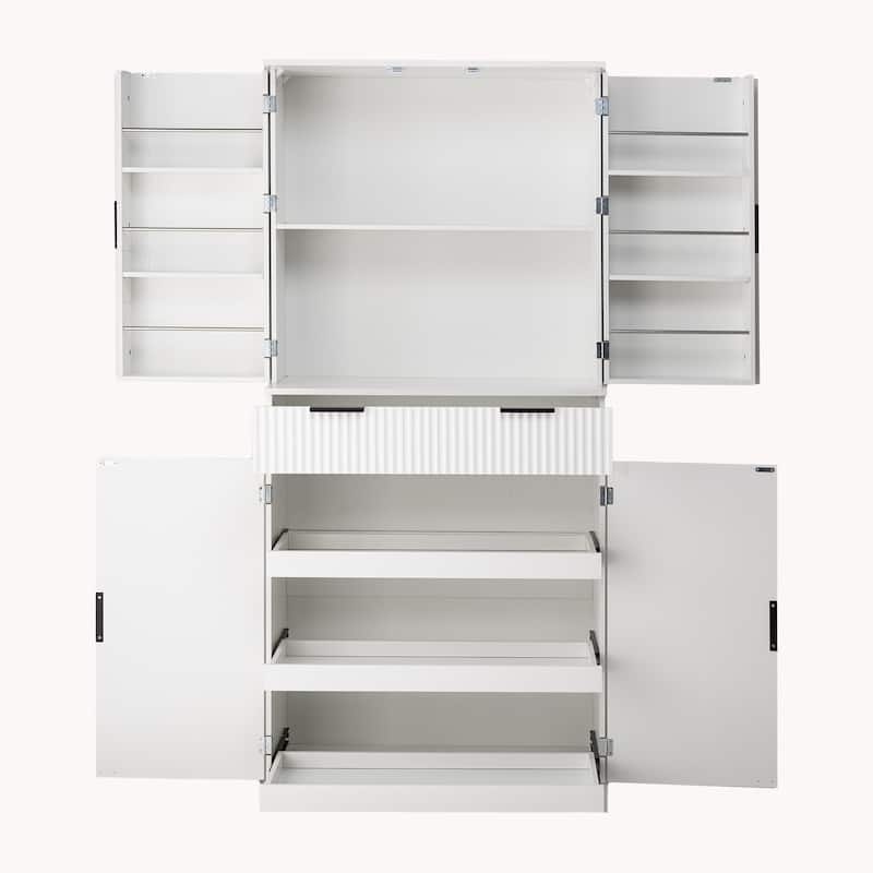 Kitchen Pantry Cabinet with 3 Keyboard Drawers and 6 Door Shelves