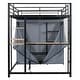 preview thumbnail 10 of 18, Full Loft Bed with Desk, Shelves, Power Outlet, LED Light & Wardrobe, Black