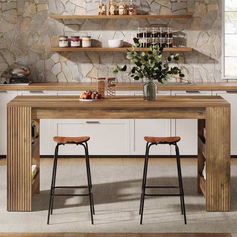 63-Inch Kitchen Island with Storage