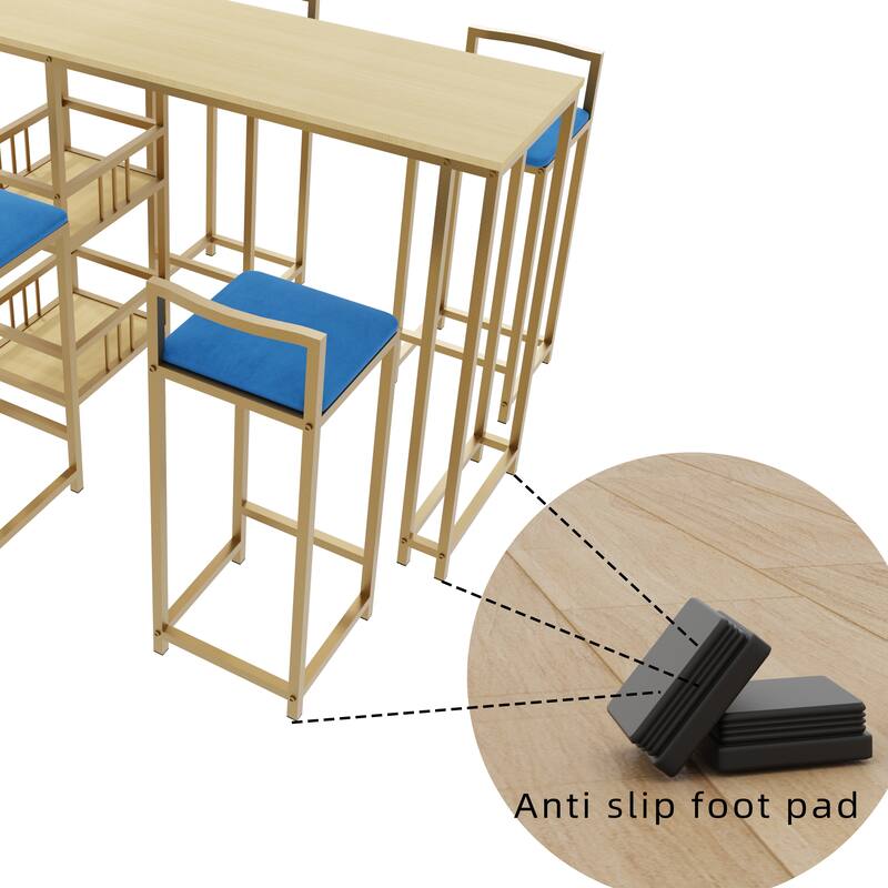 Bar table and chair five piece set, frame, multi-layer tabletop, chair cushion and backrest made of sponge