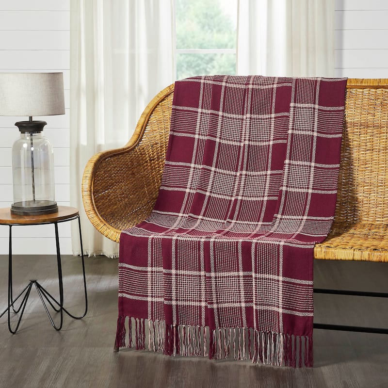 Eston Plaid Throw - Burgundy